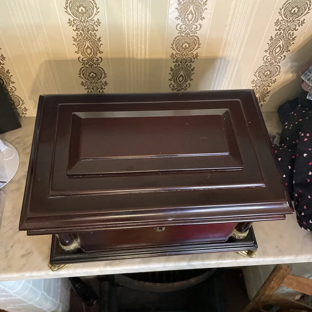 Bombay Company Vintage Mahogany Jewelry Box – Neoclassical Column Chest w Brass